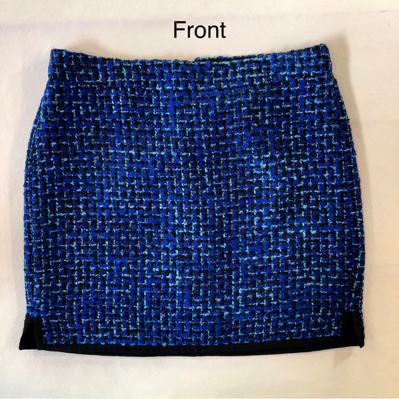 J. Crew blue indigo postage stamp tweed skirt, wool blend - Picture 8 of 14